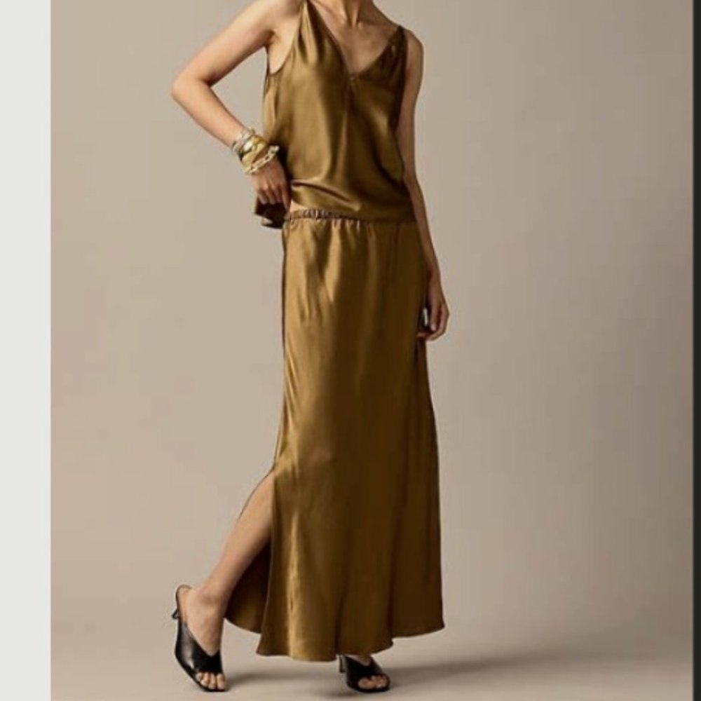 J.CREW COLLECTION NWT $168 Side Slit Pull On Skirt in Luster Crepe Size XS